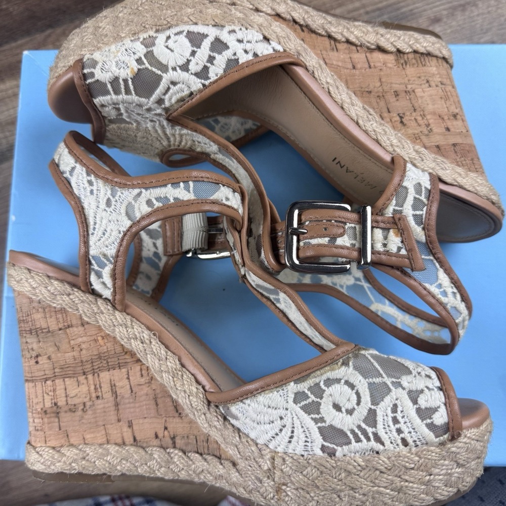 Antonio Melani Lace Wedge Sandals, 8.5 YardleyTwo